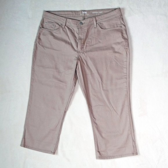 Lee Riders Midrise / Mid Rise Tan Capri Jeans Size 16 - Picture 1 of 7